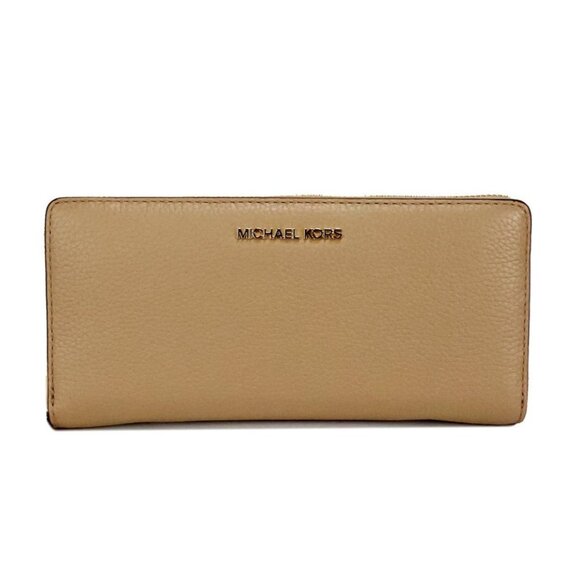 NEW Michael Kors Jet Set Travel Large Continental Clutch Wristlet Wallet Camel - Picture 1 of 6